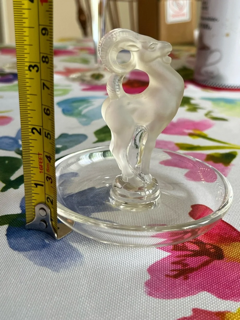 Lalique Frosted Crystal Figural Ram/Aries Jewelry Holder/Ring vintage/original - Picture 8 of 8